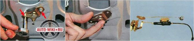 Ослабьте крепления и демонтируйте рычаг привода крышки багажника